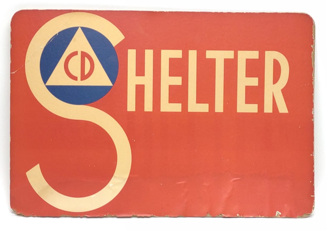 Vintage Civil Defense Shelter Advertising Sign (1 of 5)
