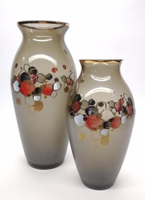 Pair of Egermann Signed Frosted Black Vases