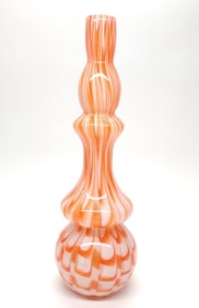 Tozai Home White & Orange Art Glass Vase 18"