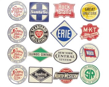 16 Miniature Tin Railroad Cereal Premium Signs