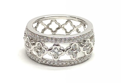 18K W Gold & Diamond 0.84ctw Eternity Ring sz 6.25