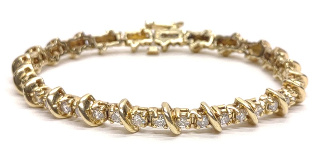 14K Gold & Diamond 1.2 ctw Tennis Bracelet (7.5") (1 of 12)