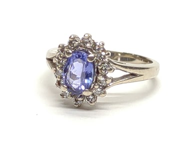 14K White Gold Tanzanite & Diamond Ring (sz 6.25)