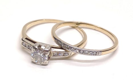 14K Gold .5ct Diamond Wedding Ring Set (sz 8)