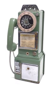 Green Western Electric 3-Slot Coin-Op Payphone