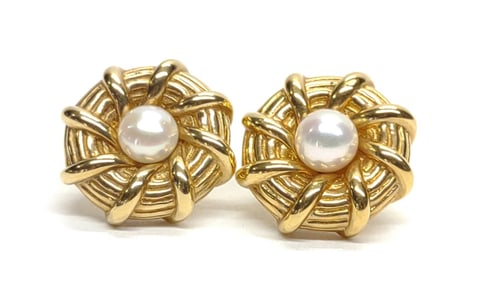 14K Yellow Gold & Pearl (7mm) Statement Earrings