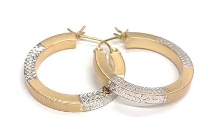 14K Two Tone Gold Hoop Earrings
