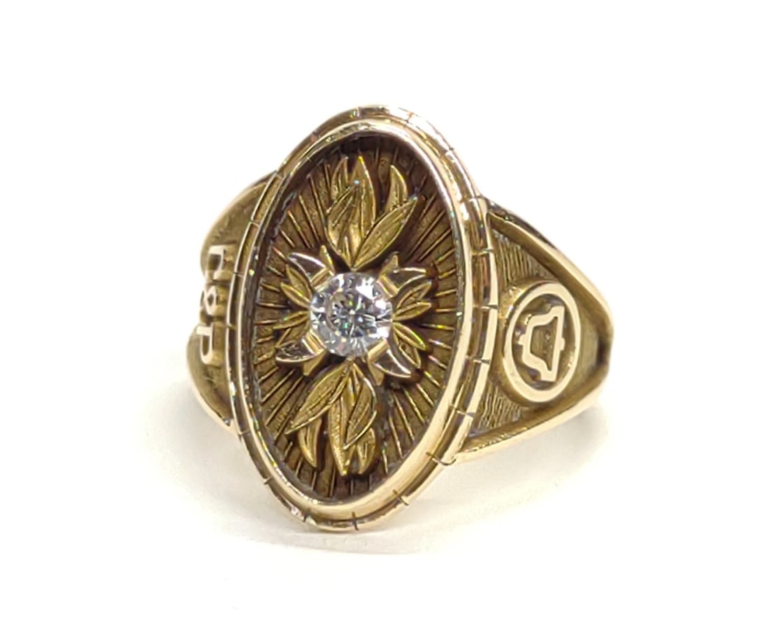 14K Gold Diamond C&P Telephone Signet Ring (sz 5) (1 of 8)