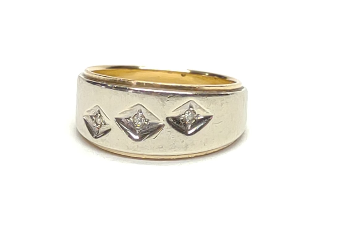 14K Two Tone Gold Diamond Wedding Band Ring 4.75 (1 of 7)