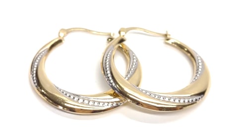 14K White & Yellow Gold Hoop Earrings