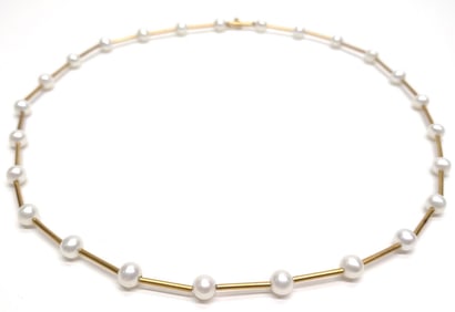14K Gold & 6mm Pearl Necklace (18" long)
