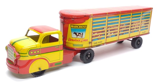 Marx Marcrest Livestock Lines Toy Truck & Trailer