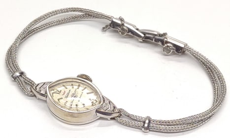 14K White Gold Waltham Ladies Watch 25J (Works)
