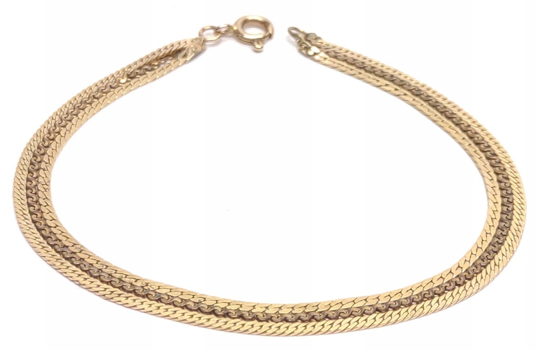 14K Yellow Gold Triple Strand Chain Bracelet (7") (1 of 8)