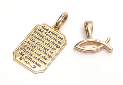(2) 14K Gold Religious Necklace Pendants