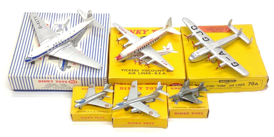 6 Vintage Dinky Airplane & Jet Model Toys w/ Boxes (1 of 9)