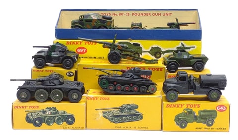 7 Dinky Military Vehicle Tank & Trucks Toys w/ box