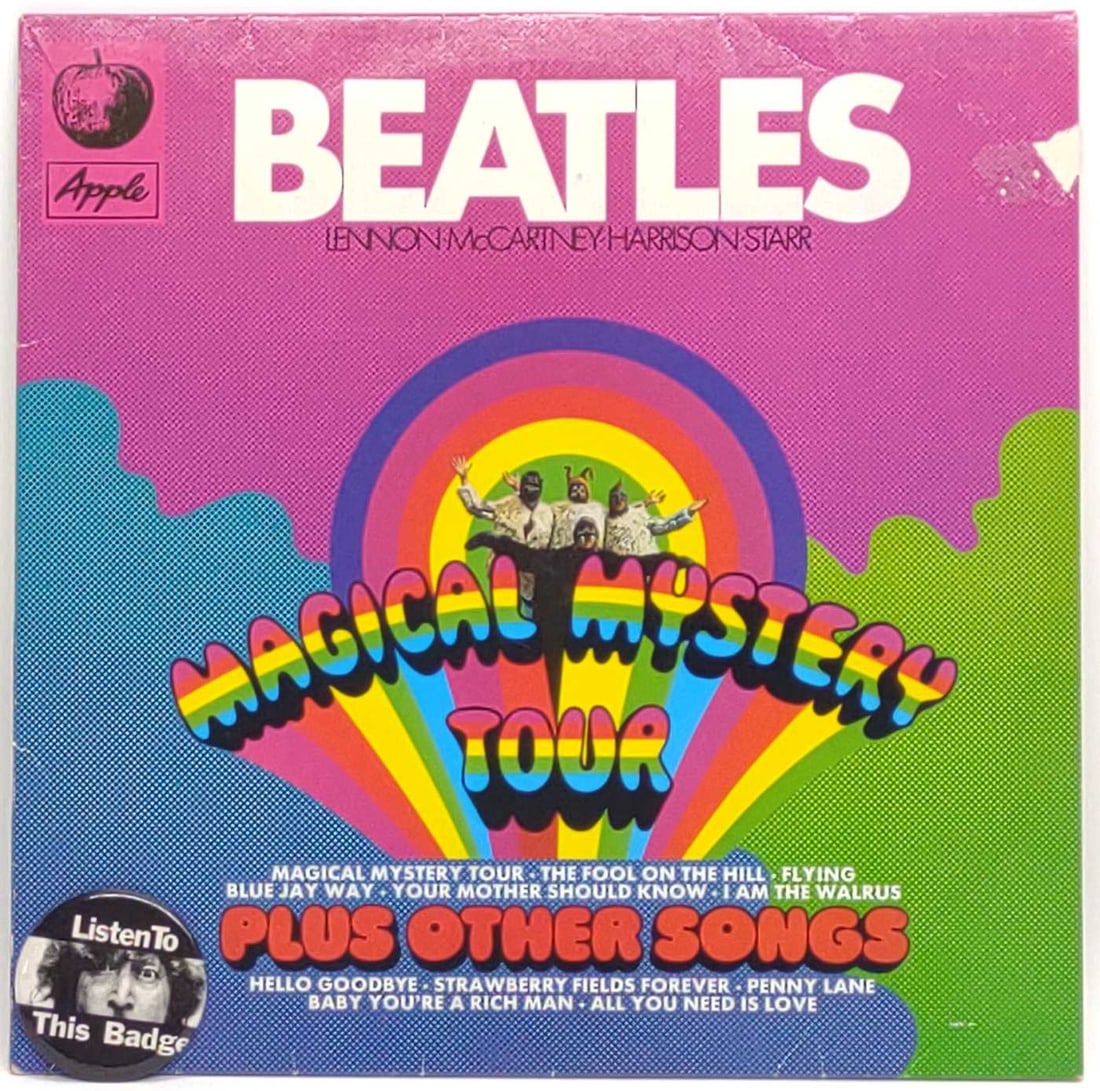 The Beatles Magical Mystery Tour German LP Record: Vintage The Beatles Magical Mystery Tour Plus Other Songs vinyl LP record album. Apple LP is the Electrola (EMI) German pressing 1C 072-04 449, 244.04 449. Includes additional The Beatles "Listen To T