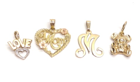 (4) 14K Gold Figural Necklace Pendants