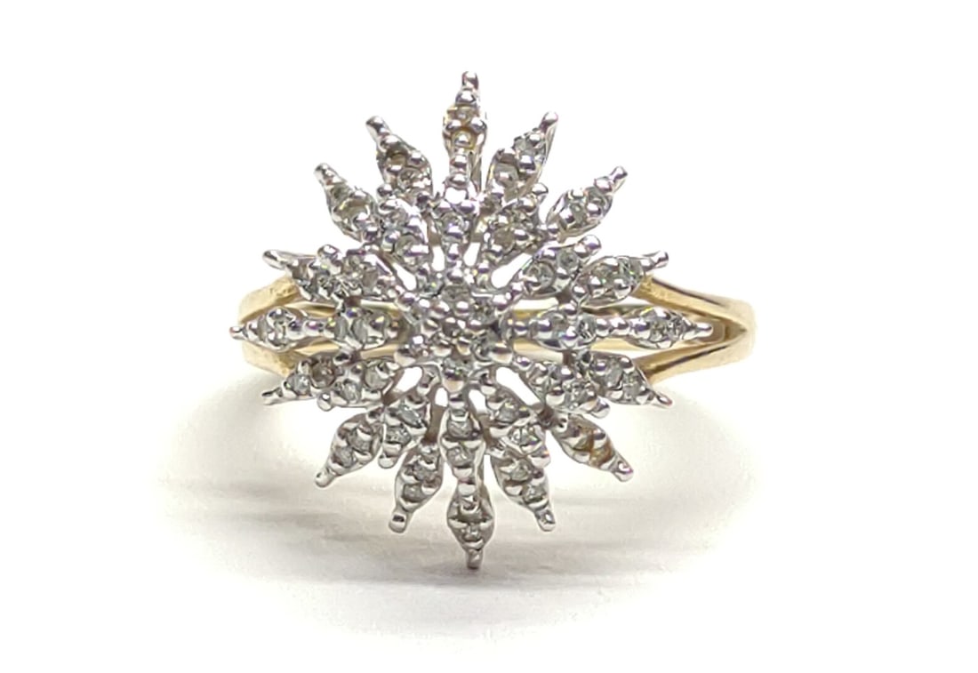 10K Gold Starburst Diamond 0.31 ctw Ring (sz 7) (1 of 7)