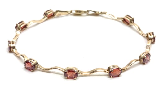10K Yellow Gold & Garnet (4.95 ctw) Bracelet 7"