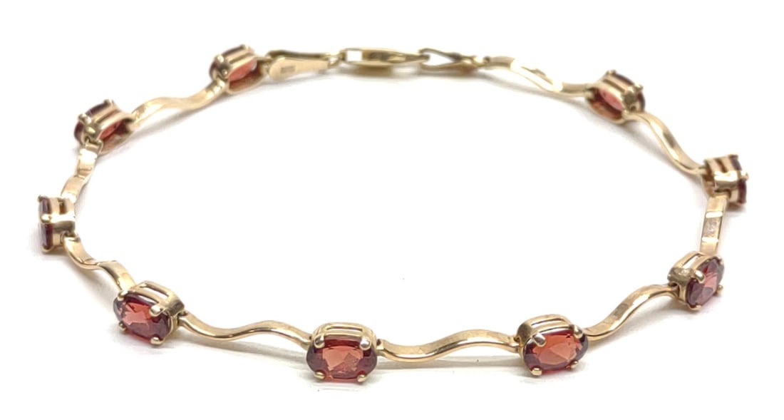 10K Yellow Gold & Garnet (4.95 ctw) Bracelet 7" (1 of 7)