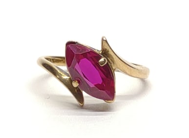 10K Gold Baden & Foss Synth. Ruby Ring (sz 6.75)
