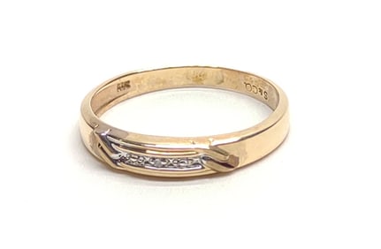 10K Yellow & White Diamond Band Ring (sz 8)