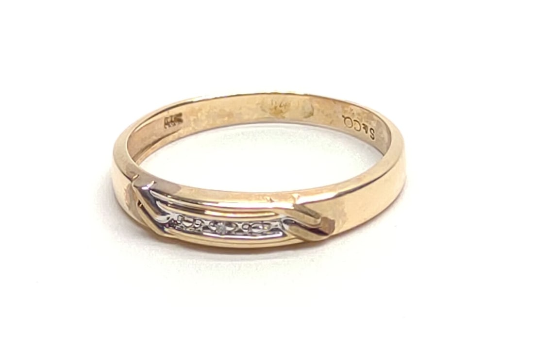 10K Yellow & White Diamond Band Ring (sz 8) (1 of 7)