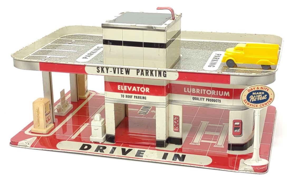 Marx Sky-View Parking Service Station Tin Toy Set (1 of 8)