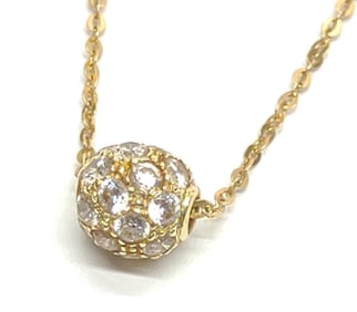 14K Yellow Gold Round Crystal Set Necklace (26")