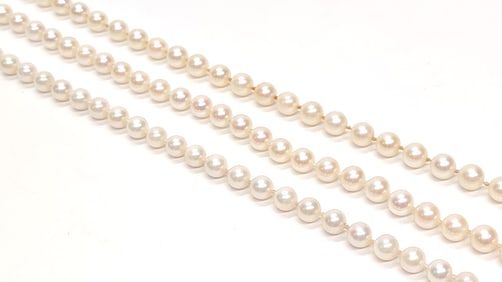 (3) 14K Beaded Pearl (6-7mm) Necklaces (24")