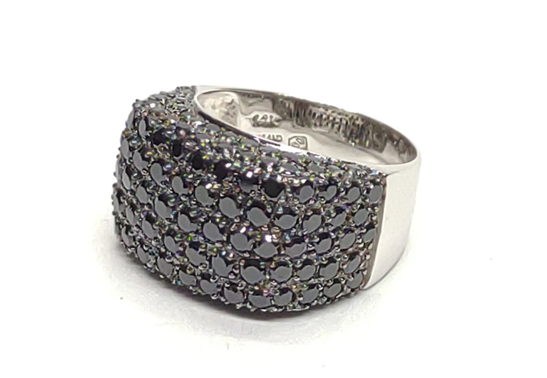 14K White Gold Pave Black Stone Ring (sz 6.75) (1 of 7)