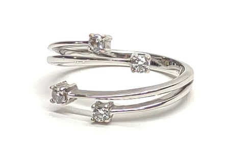 14K White Gold & CZ Bypass Ring (sz 7)