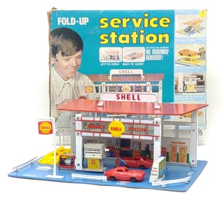 Kresge Fold Up Shell Service Station Toy w/ Box