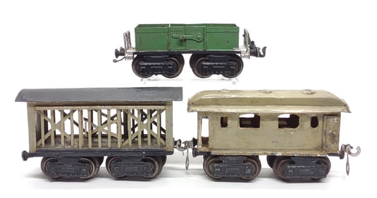 3 Early German Pre-war Marklin Train Wagons / Cars