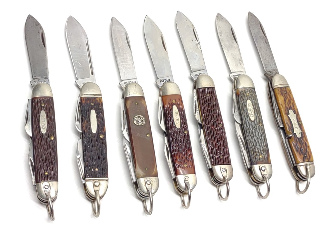 7 Vtg Folding Knives (Ulster, Ka-Bar, Western...) (1 of 7)