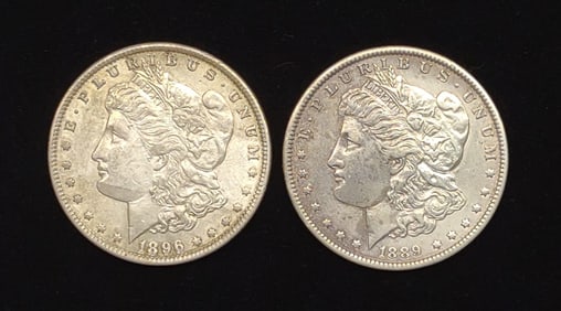 (2) Morgan Dollar US Coins (1889 & 1896)