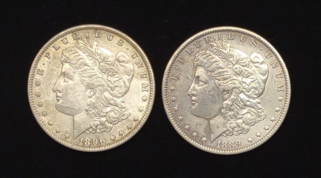 (2) Morgan Dollar US Coins (1889 & 1896) (1 of 5)