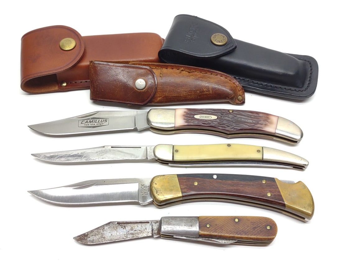 4 Vintage Folding Knives (Buck, Ulster, Camillus) (1 of 8)
