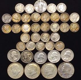 (39) Silver US Coins (Mercury Dimes,Quarters, etc)
