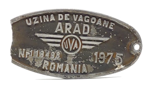1975 Arad Romania Diesel Locomotive Builders Plate