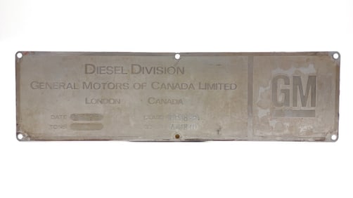 1973 GM GP-38-2W Diesel Locomotive Builders Plate