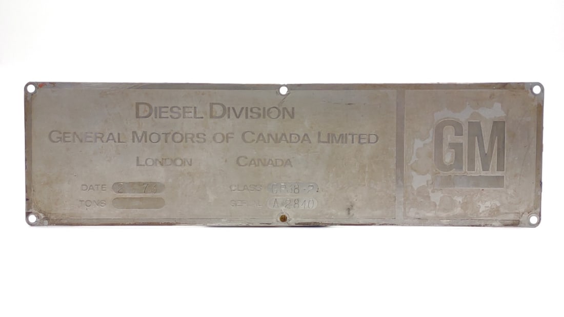 1973 GM GP-38-2W Diesel Locomotive Builders Plate (1 of 7)