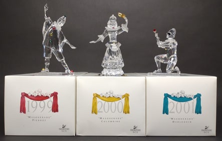 3 pc Swarovski Masquerade Crystal Figurine Trilogy