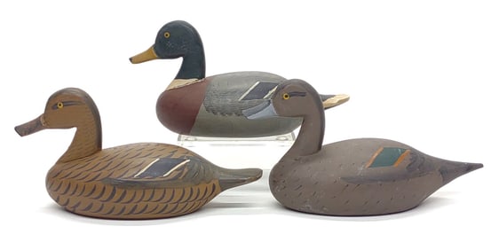 3 Jess Urie Miniature Mallard & Pintail Duck Decoy