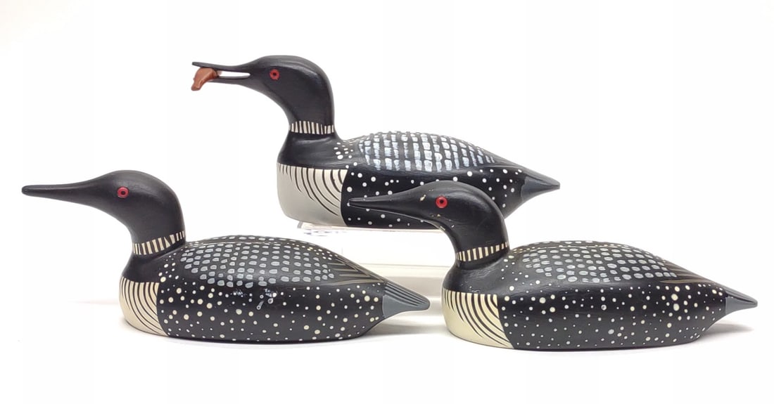 3 William Coleman Loon Decoys (half size) (1 of 6)
