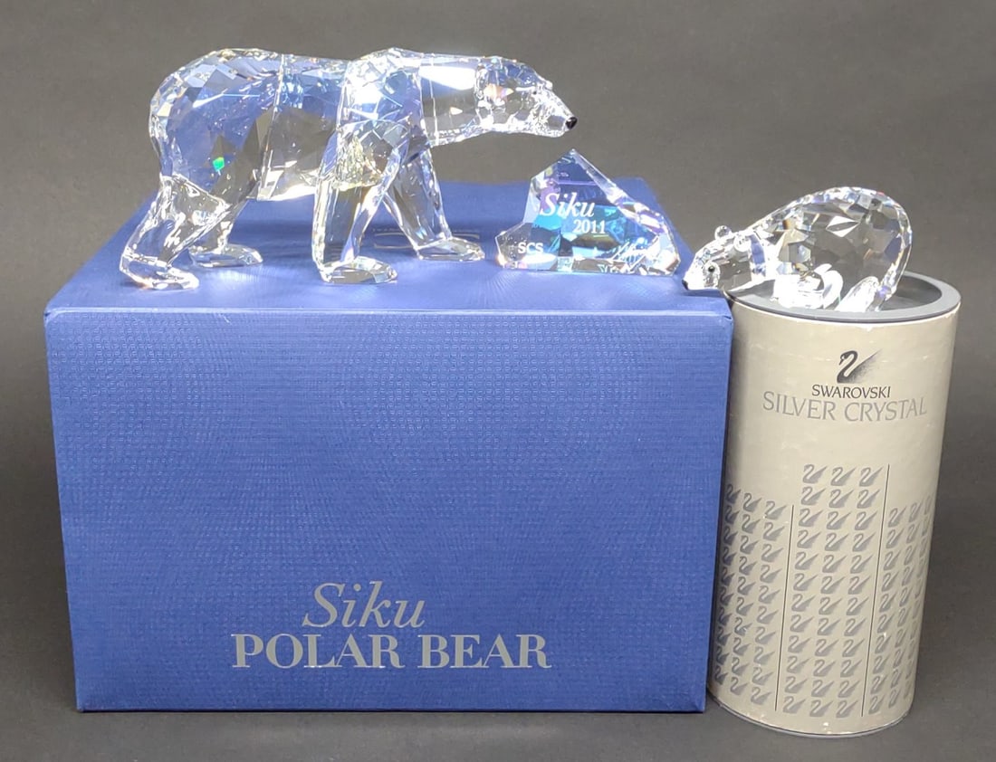 Swarovski Siku Polar Bear Crystal Figurines w/ Box (1 of 9)