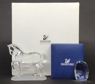 (2) Swarovski Horse Crystal Figurines w/ Boxes