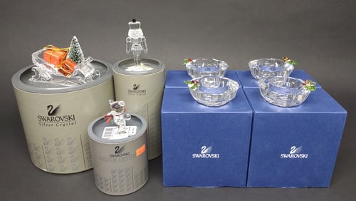 (7) Swarovski Christmas Crystal Figurines w/ Boxes